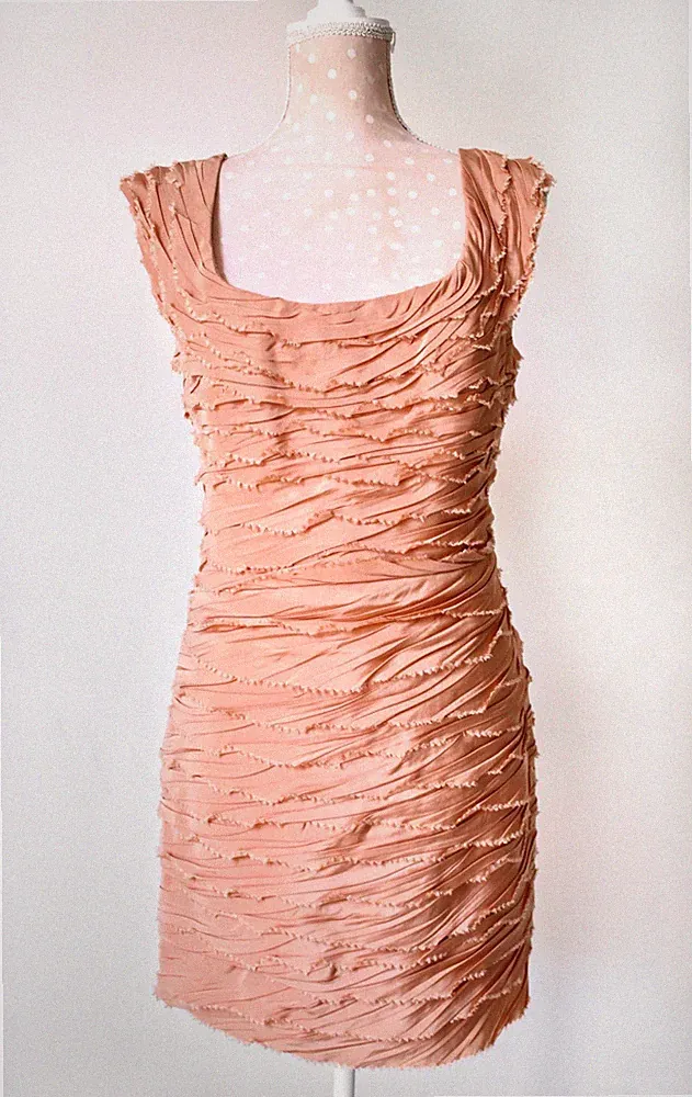 PETER LANGNER KLEID VINTAGE HANDARBEIT REINE SEIDE