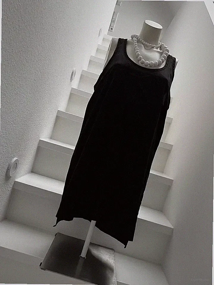 Peter O. Mahler Tunika Kleid Seide schwarz Gr. 1 A-Linie Longtunika