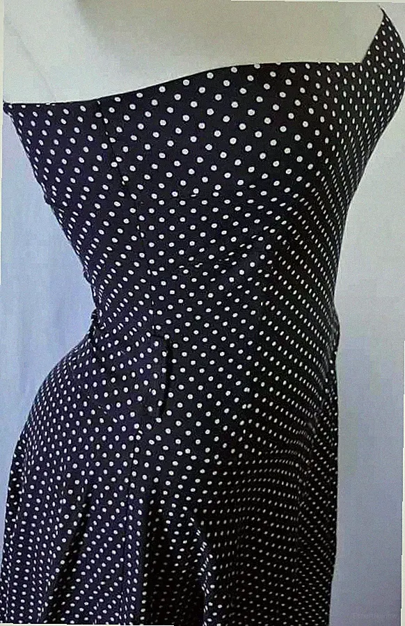 PETTICOAT BANDEAU KLEID POLKA DOTS PUNKTE BUSTIER ROCKABILLY XS 34 36 RETRO 60er