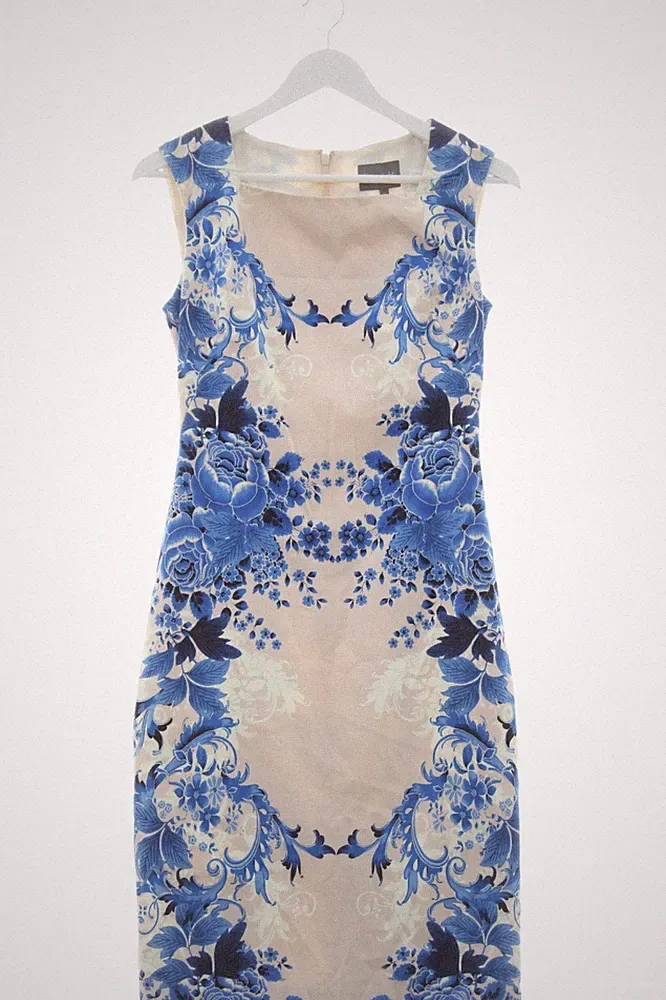 PHASE EIGHT A-Linien Kleid Damen Kleid Gr. DE 38 blau-wollweiß-creme Casual-Look