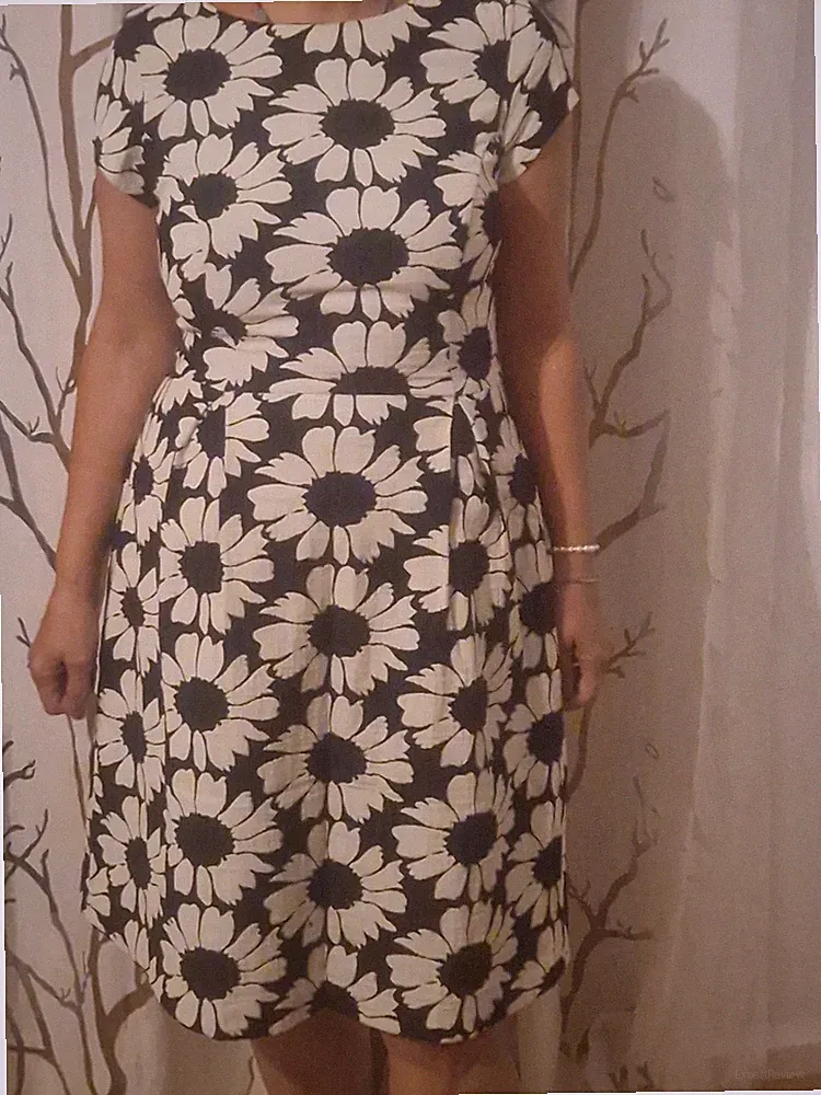 Phase Eight Damen A-Linie Kleid 12, schwarz/weiß, Blumen, Kurzarm