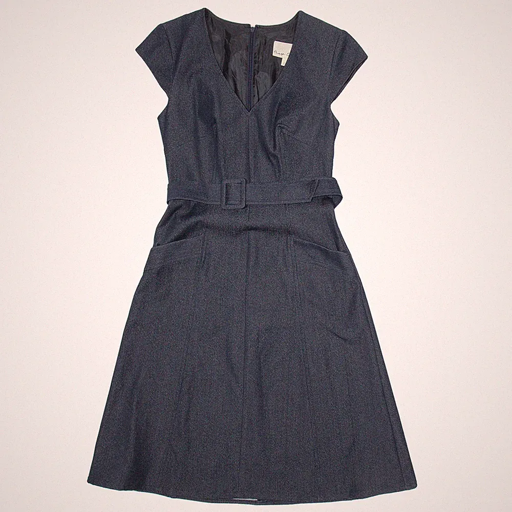 PHASE EIGHT Damen A-Linien Kleid Blau Kurzarm Midi UK 8