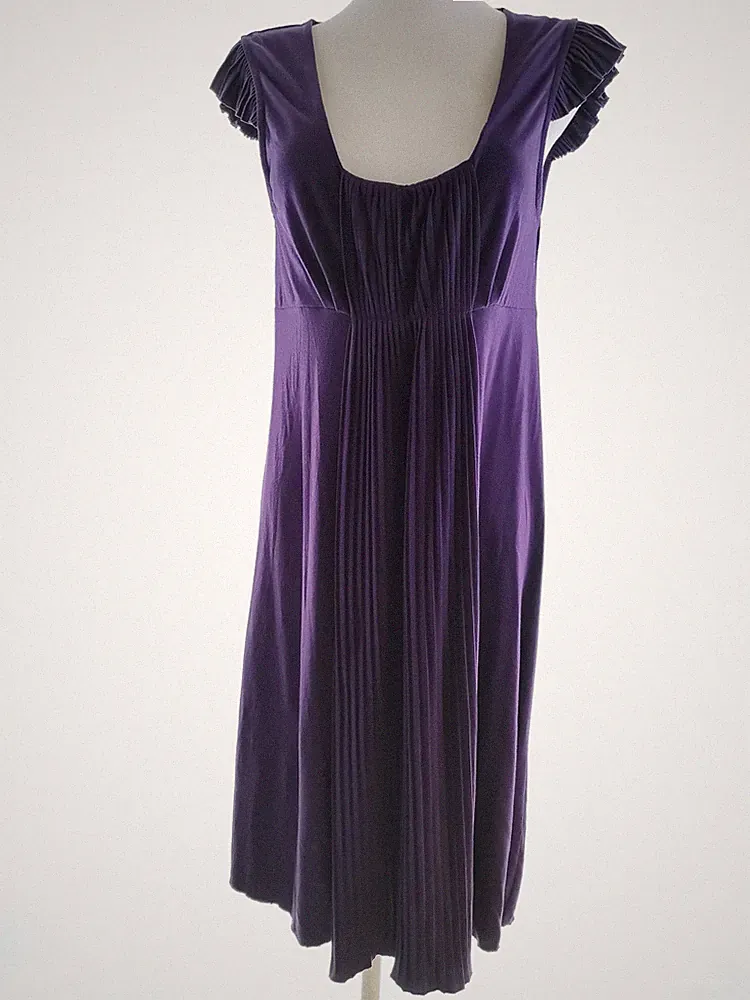 PHASE EIGHT Damen A-Linien-Kleid Gr. 40 Lila Kurzer Ärmel Midi U-Ausschnitt