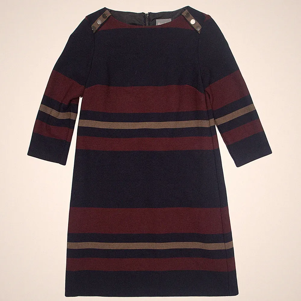 PHASE EIGHT Damen A-Linien Kleid Schwarz Gestreift Knielang UK 10