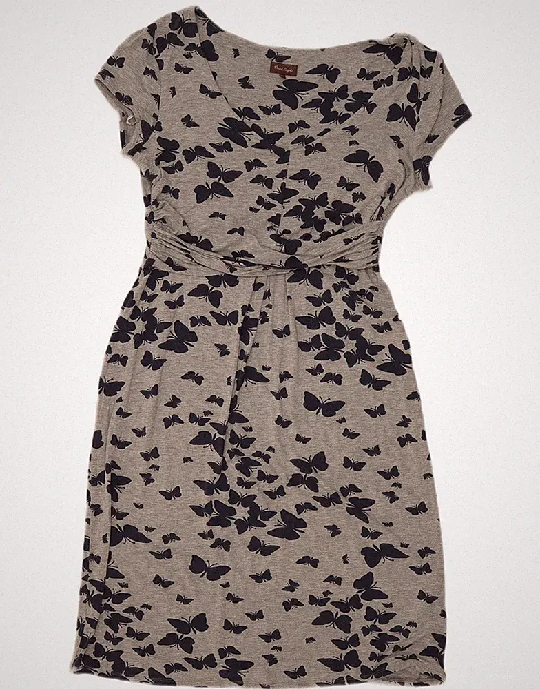 PHASE EIGHT Damen Etuikleid UK 14 mittelgrau Viskose Schmetterling AY09