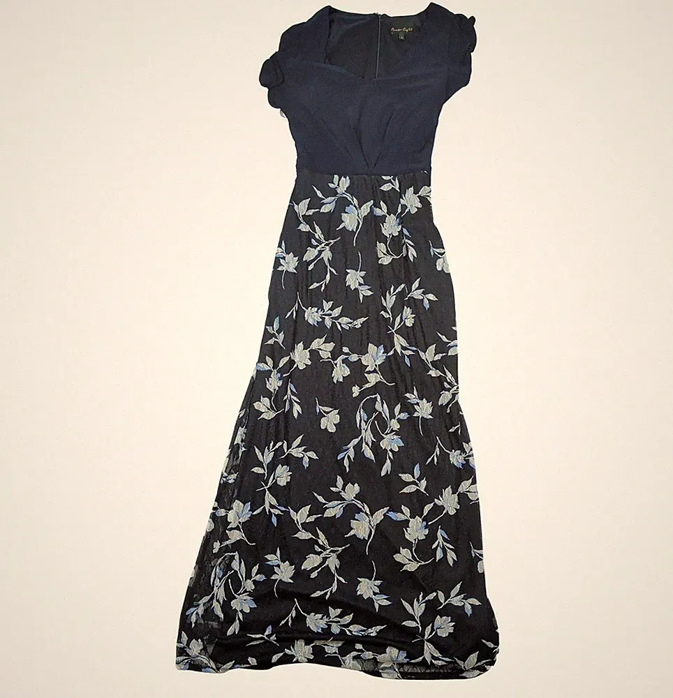 Phase Eight Damen Maxikleid UK 16 Navy Blumen Herzausschnitt Hochzeitsgast