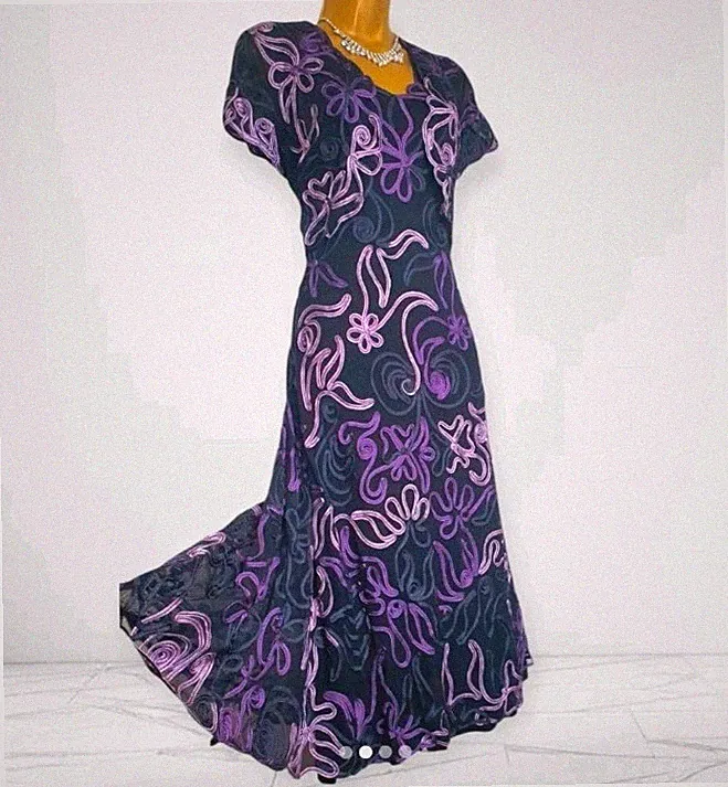 Phase Eight Gr. 12 Mob Hochzeitsgast lila schwarz Band Stretch Midi 2 Stück