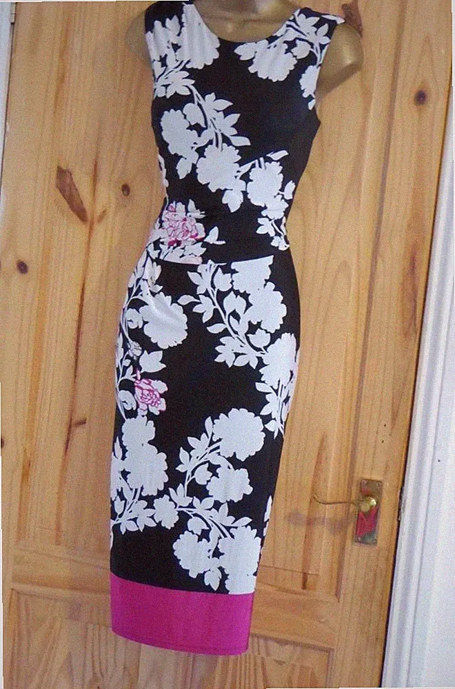 Phase Eight Hochzeitsgast Kleid Gr. 12 Anlass Stretch Blumen Print Bleistift