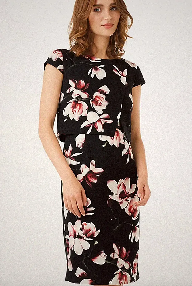 Phase Eight Jamila doppellagiges Kleid Blumendruck Anlass Hochzeit Gast UK 10