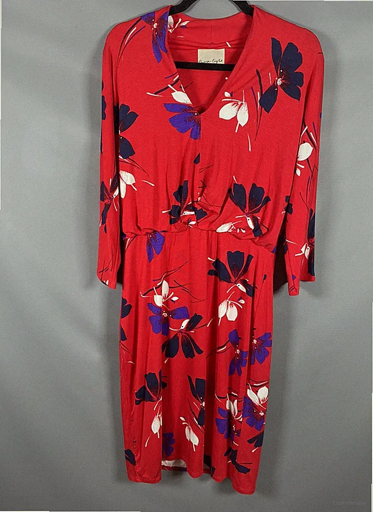 Phase Eight Jerseykleid UK 14 rot Blumen Fledermausärmel dehnbar Fledermaus