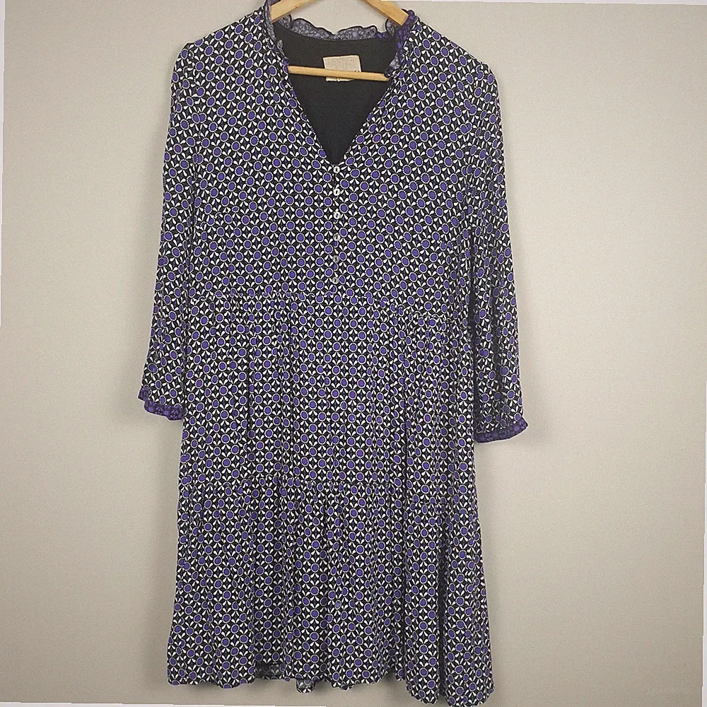 Phase Eight Kleid Damen UK 12 Blau Print Stufen Boho Freizeit Relaxed Modern Chic