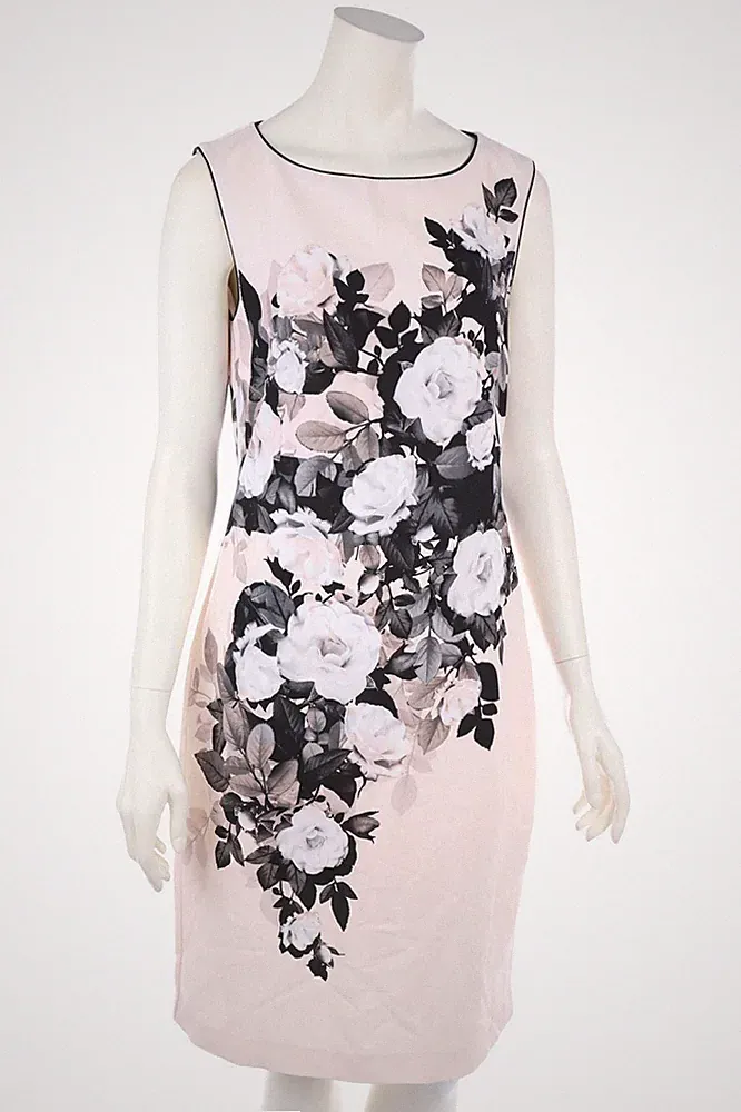Phase Eight Kleid Etuikleid Blumen Print UK 12 = D 38 champagner