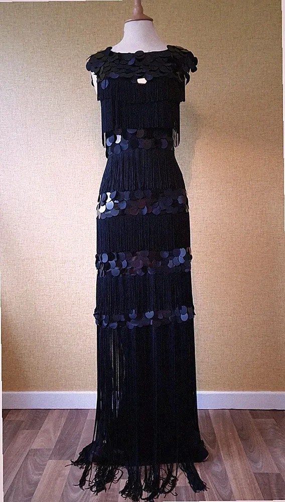 PHASE EIGHT Kleid Gr. 12 179£ schwarz Fransen 20er Party Hochzeit Gast Flapper Evenin