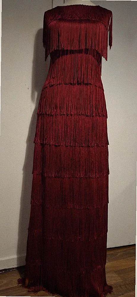 PHASE EIGHT Kleid Gr. 14 Maxi rot Fransen Party Hochzeit Gast Flapper 20er Abend