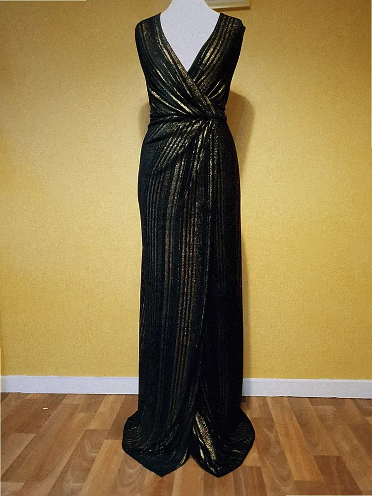 PHASE EIGHT Kleid Gr. 14 Schwarz Maxi Party Lang Abend Hochzeit Gast Gold Glitzer