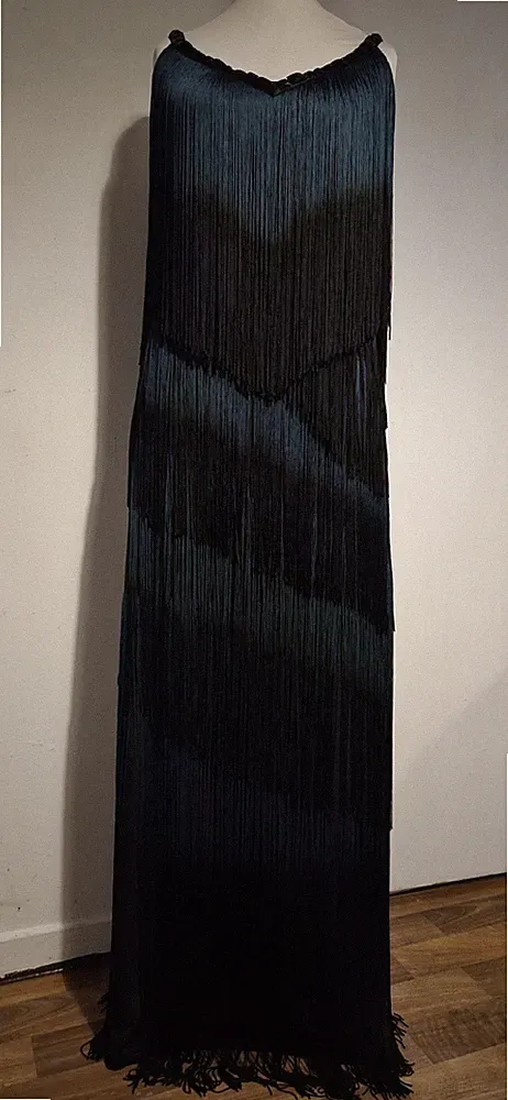 PHASE EIGHT Kleid Gr. 18 175£ Maxi schwarz grün Fransen Party Hochzeit Gast Flapper