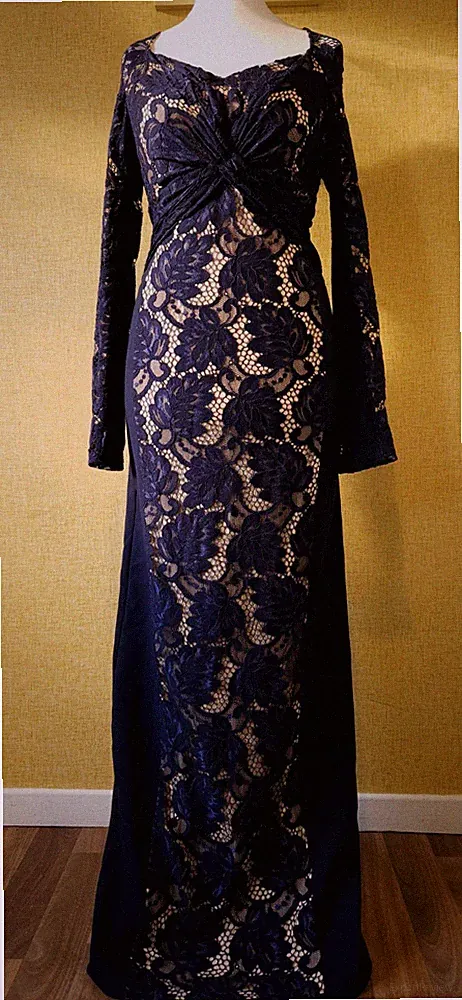 PHASE EIGHT Kleid Gr. 18 marine Spitze Maxi Abend lang Party Hochzeit Gast Abschlussball blau