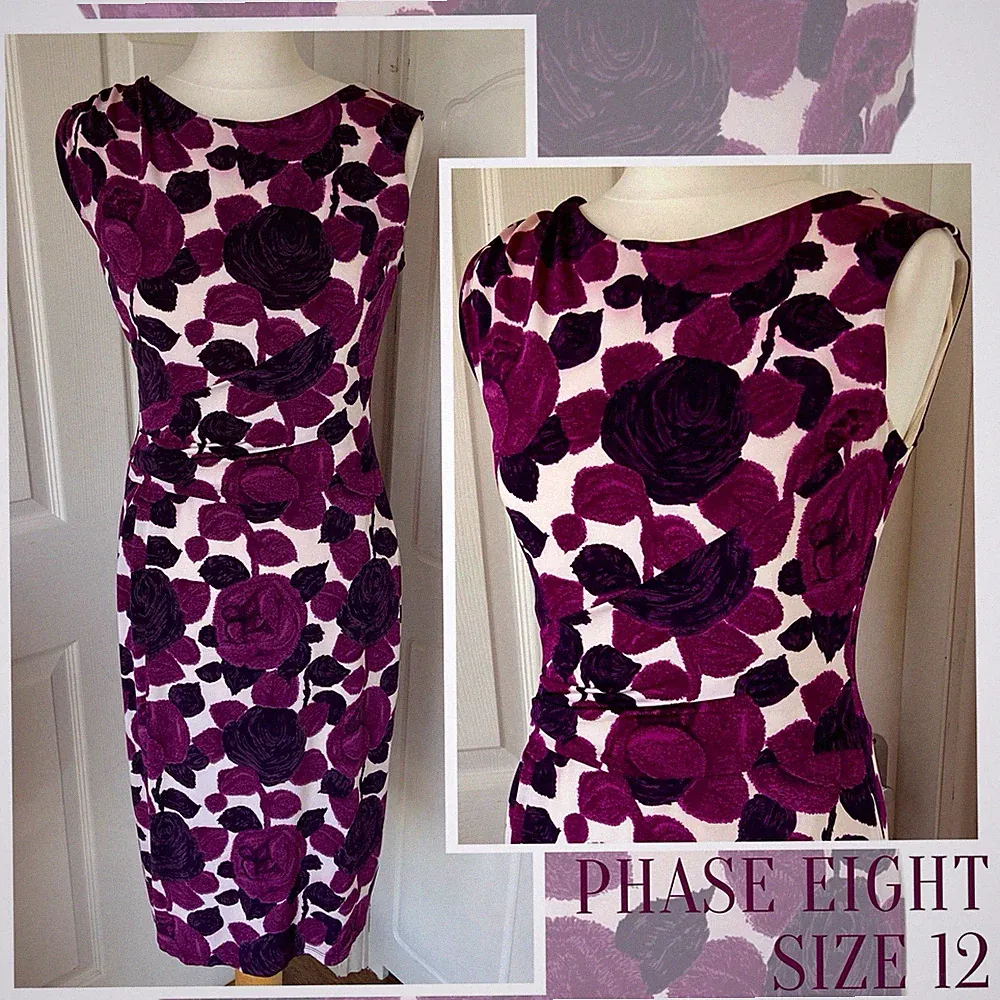 Phase Eight Kleid Größe 12 Lila Hochzeit Gast Cocktail Party Abend Anlass