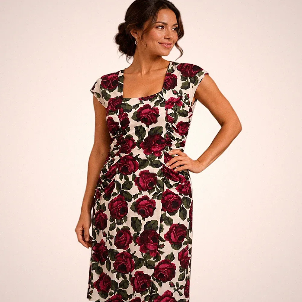 Phase Eight Kleid Ivory Burgundy Rose UK 14 Hochzeit Gast Rennen Kreuzfahrt
