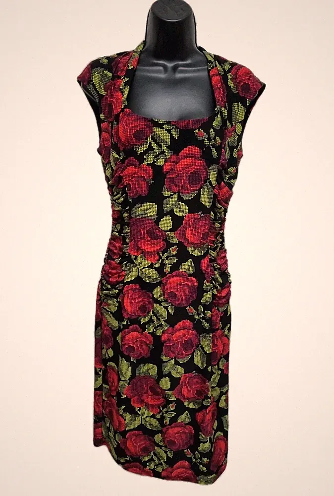 Phase Eight Kleid rot Blumen UK 12 Pencil Wiggle Abend Hochzeit Gast