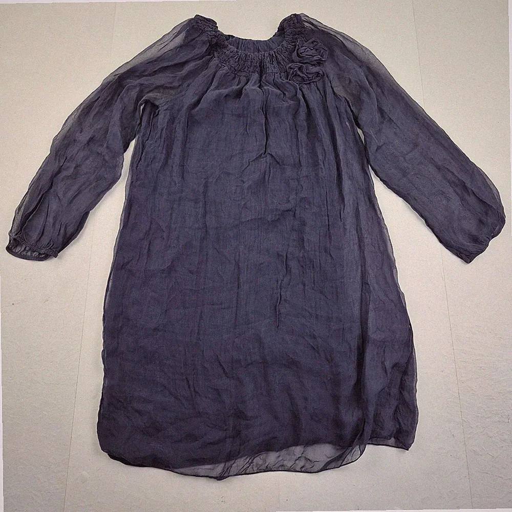 PHASE EIGHT Kleid Small Blau Langarm Pullover Rundhals 100% Seide