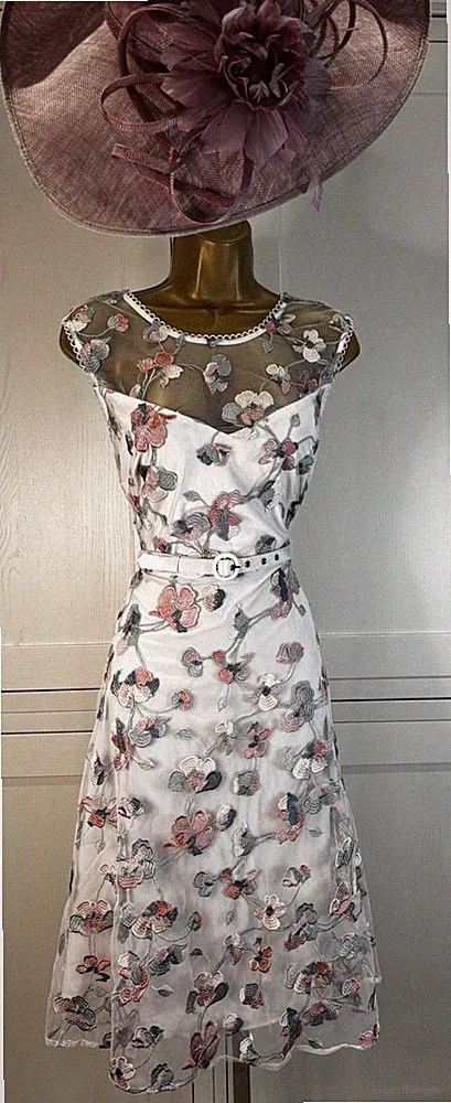 Phase Eight Kleid UK 14 mehrfarbig bestickt Hochzeit Mutter Gast Rennen