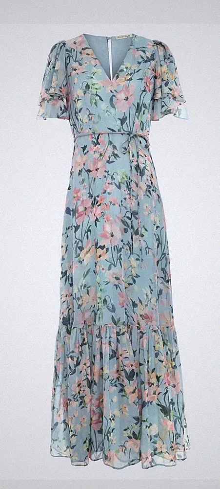 Phase Eight Maxikleid violett Blumen UK 20 Hochzeit Gast Anlass neu mit Etikett UVP 199 £