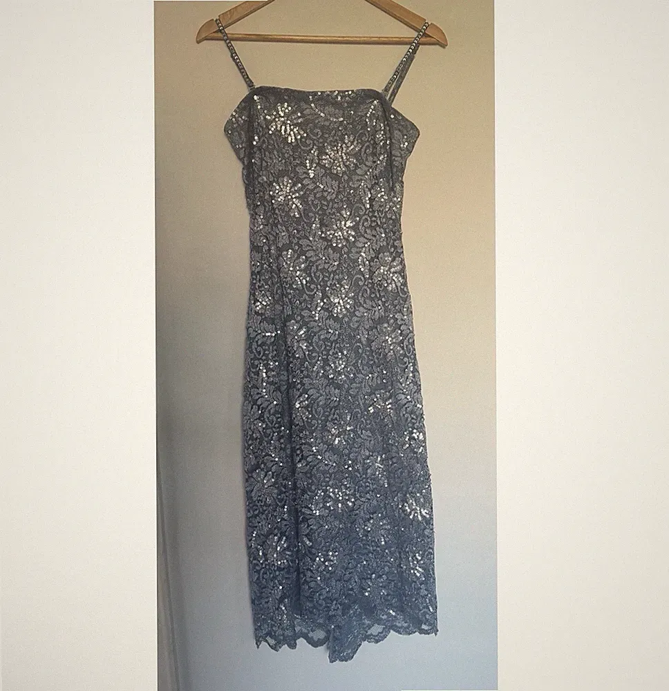 Phase Eight Midi-Schlupfkleid Größe 10 hellblau Pailletten Blumen Hochzeitsgast