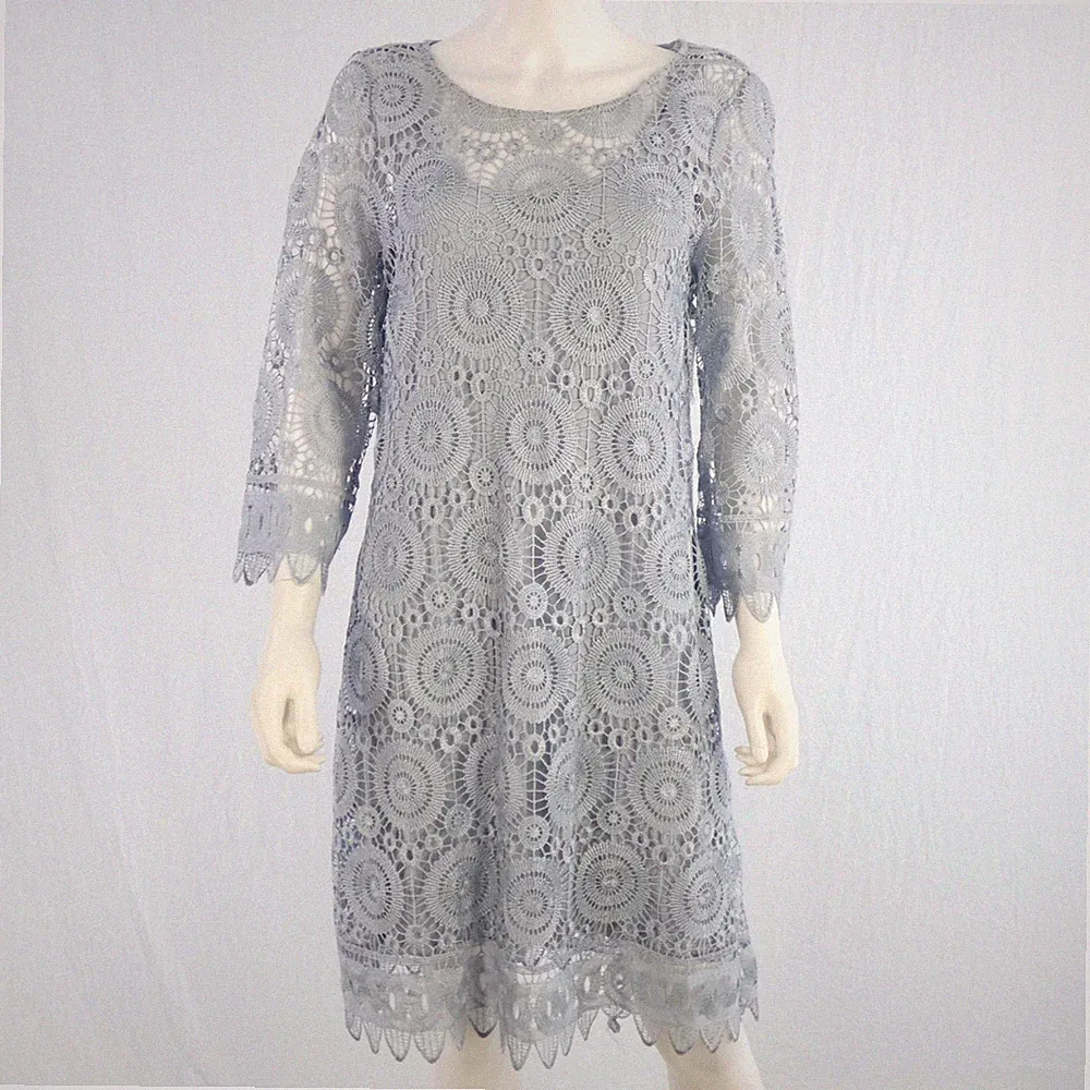 Phase Eight UK 16 blau Spitzenkleid Häkel-Overlay gefüttert Hochzeit Gast Anlass