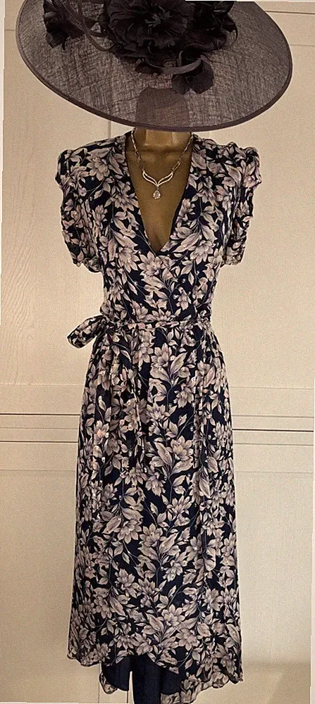 Phase Eight UK 16 Navy Mix Wickel Tee Kleid Hochzeit Mutter Gast Rennen Party Event