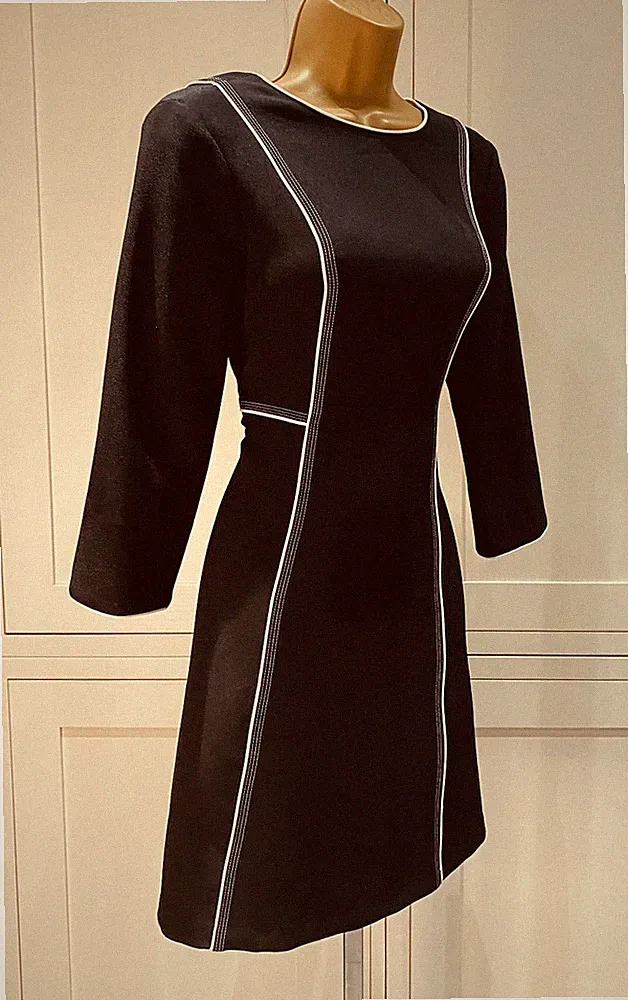 Phase Eight UK 8 schwarz & weiß Langarm dehnbar formell kurz A-Linie Kleid