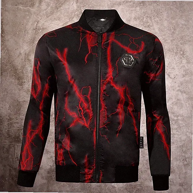 PHILIP PLEIN RED FLAME JACKET LEDERJACKE PHILIPP LEATHER FIAMMA LIGHTNING NEU