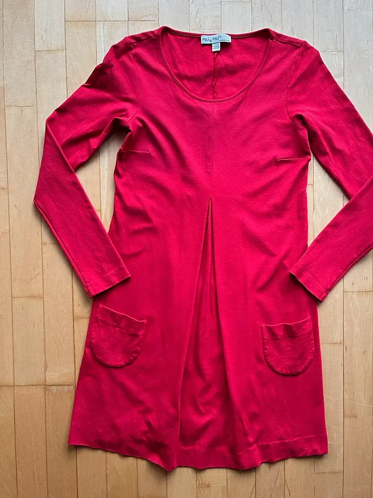 PIÙ PIÙ Winterkleid, Strickjleid, A-Line, rot, Gr.38