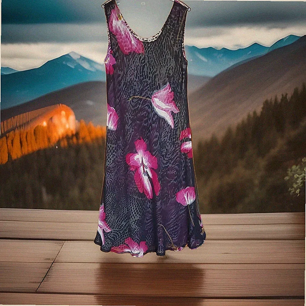 Pick&Cloppenburg Damen A-Linie Midi-Kleid ärmellos Rundhals 42-44 lila