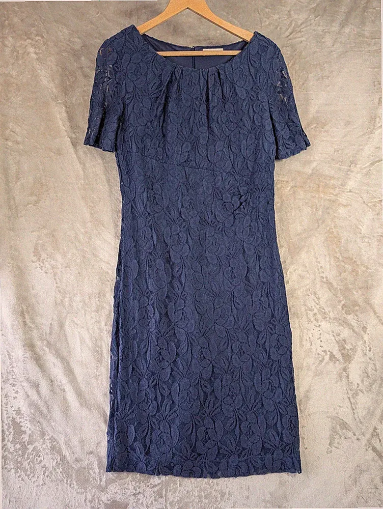 Planet Damen marineblau Spitze Etuikleid Größe UK 16 Anlass Hochzeit Cocktail