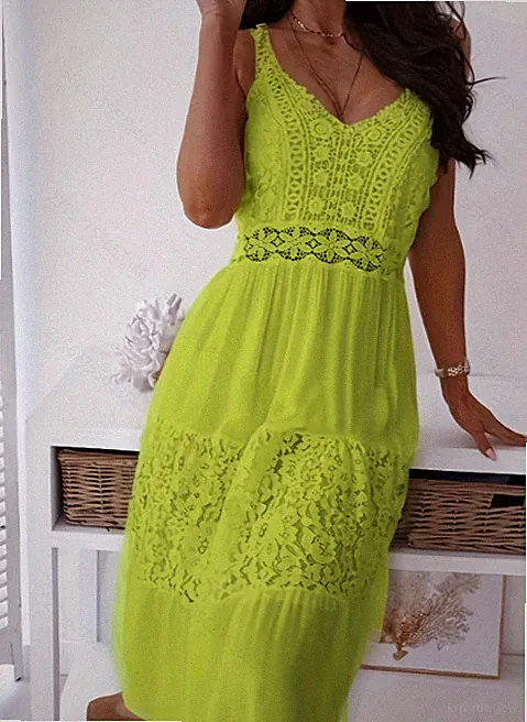 Plus Size Damen V-Ausschnitt Ärmelloses Spitzenbesatz A-Linien Midi-Kleid