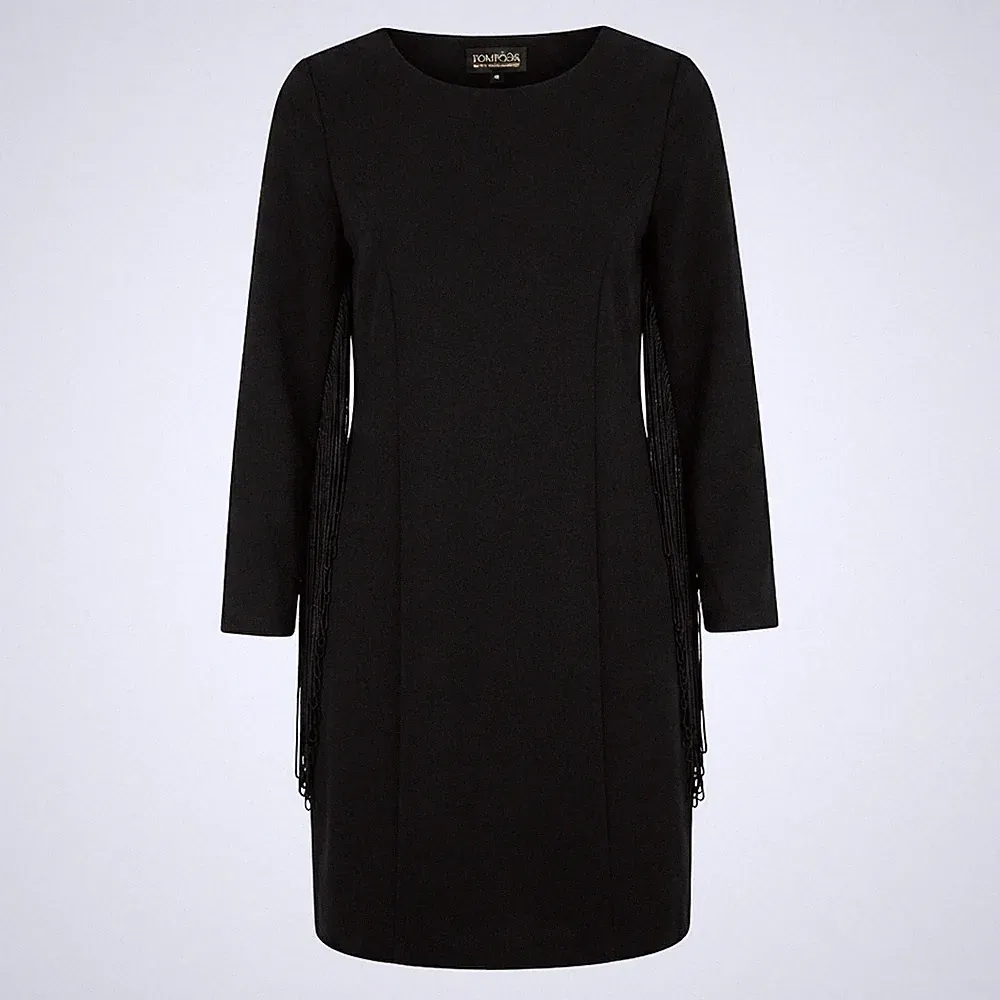 Pompöös Design by Harald Glöckler Kleid Ponte di Roma Fransen schwarz Größe 40