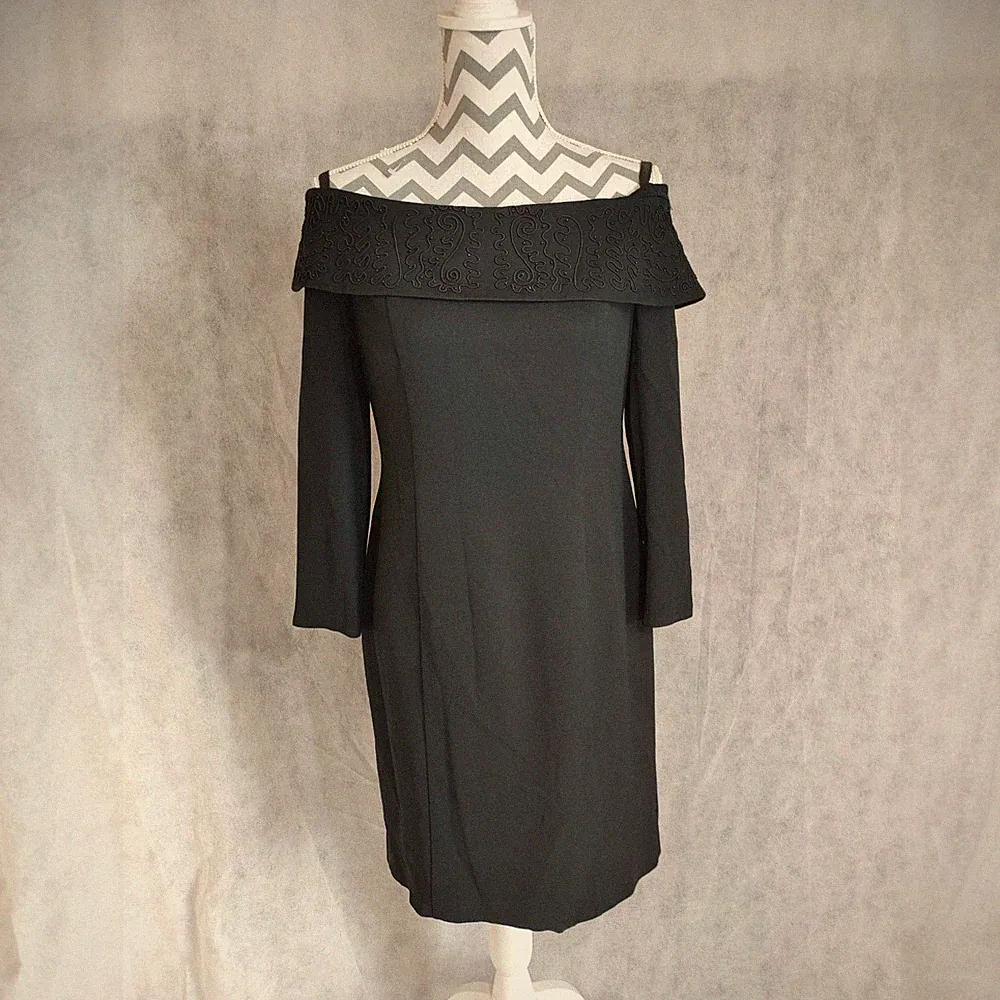 Precis Cold Shoulder schwarz Anlass Kleid UK 12 bestickt Perlen Weihnachten Party