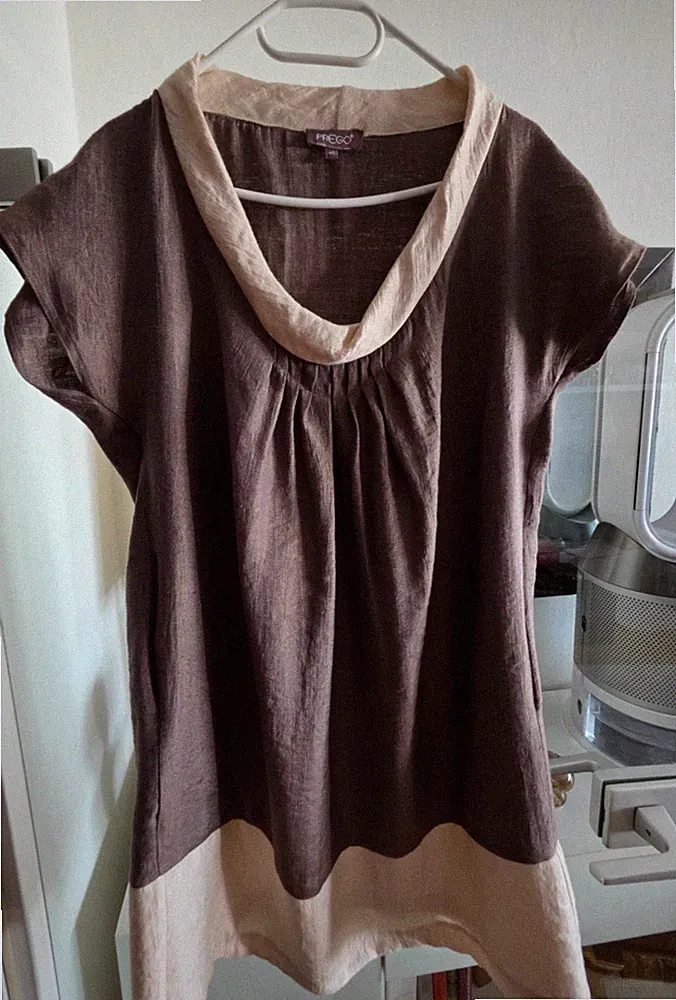Prego Etui Kleid Kunstseide Braun/ Beige Gr.36