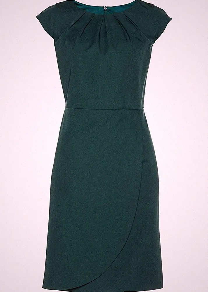 Premium Etuikleid Gr. 52 Tiefgrün Damen Businesskleid Kurzes Burokleid Neu