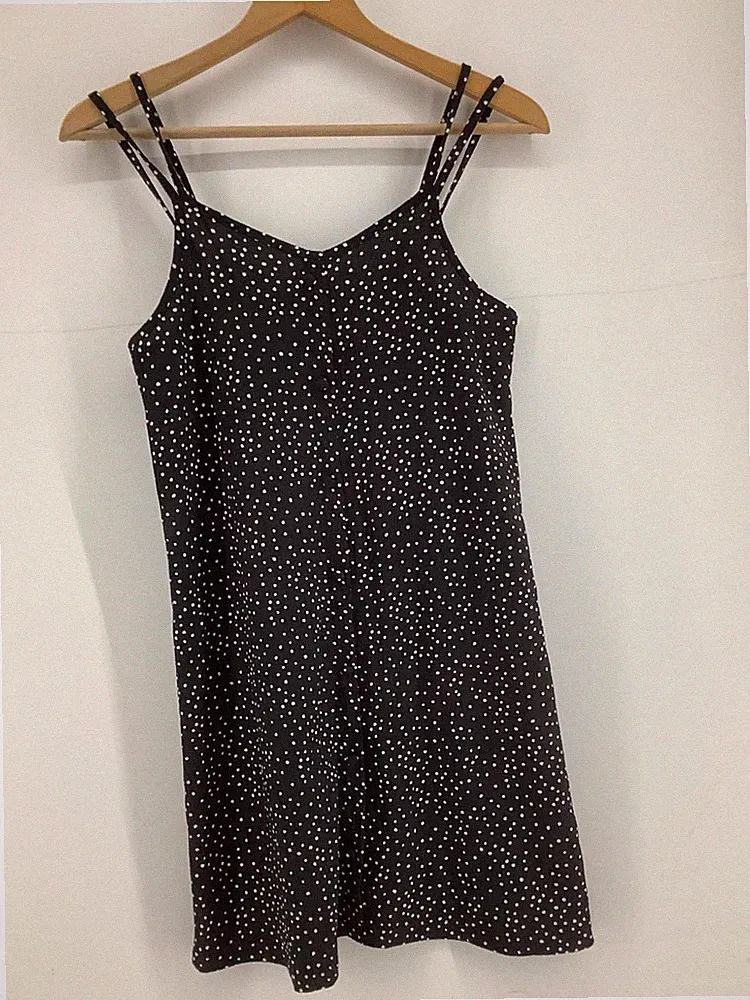 Primark Mädchen Trägerkleid schwarz gepunktet Größe 12-13 Jahre 158 cm Knopfleiste