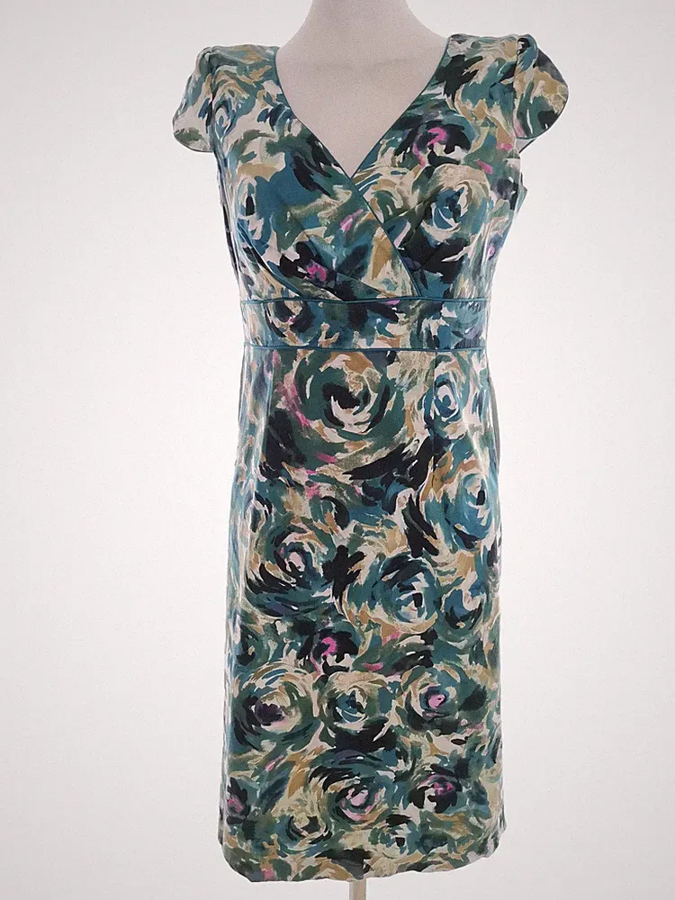 PRINCIPLES PETITE Damen Kleid Gr. 40 Blau Baumwolle Kurzer Ärmel Knielang
