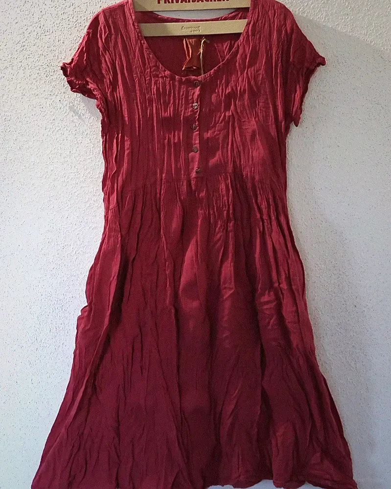 PRIVATSACHEN Kleid Ecokattun 48-50-52 (3) NÄHCAFE A-Linie 'hildegard' rot