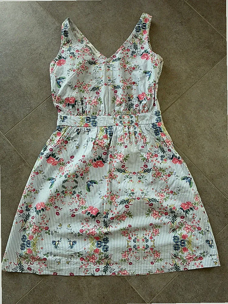 Promod Kleid Gr. 34/36 S blau weiß gestreift mit Muster
