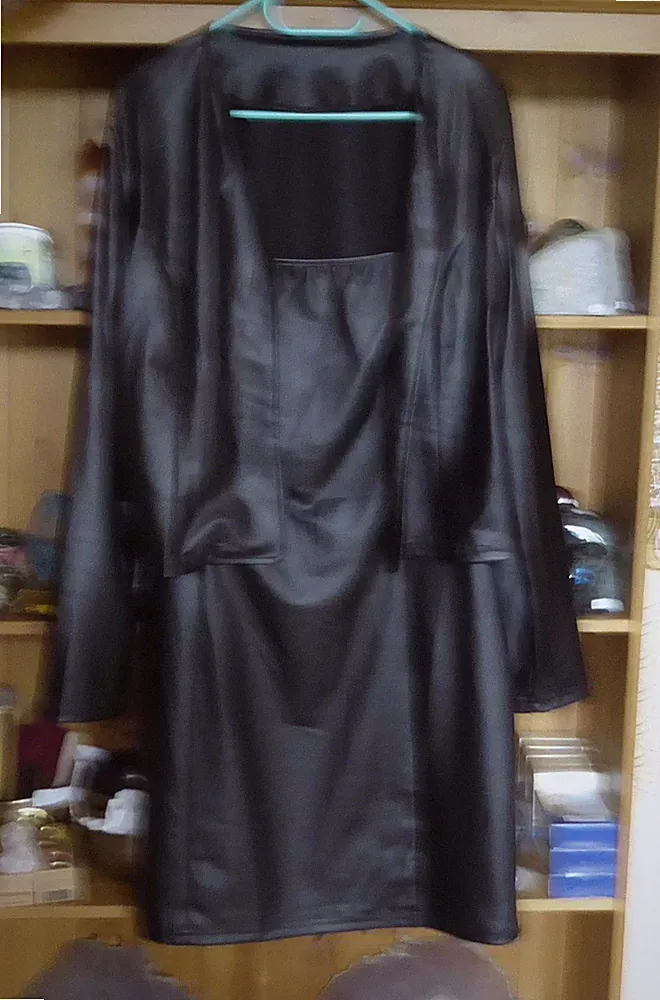 PU Leder Kleid und Kurzjacke schwarz Gr. 2XL 46 48 das kleine Schwarze + Jacke