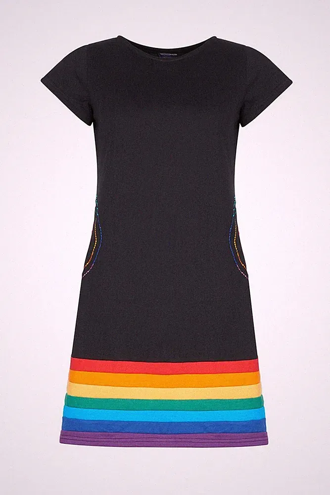 Rainbow Dress mit Taschen Regenbogen Kleid 42 44 46 Nepal Ethno Pride Tunika