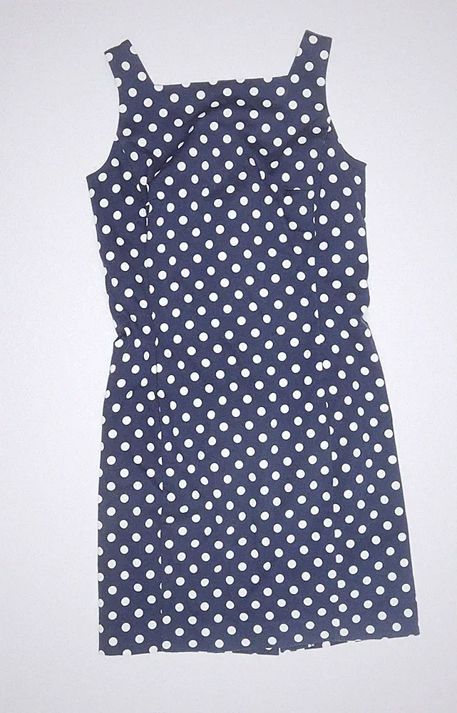 Ralph Lauren Damen Etuikleid blau weiß gepunktet Größe 4
