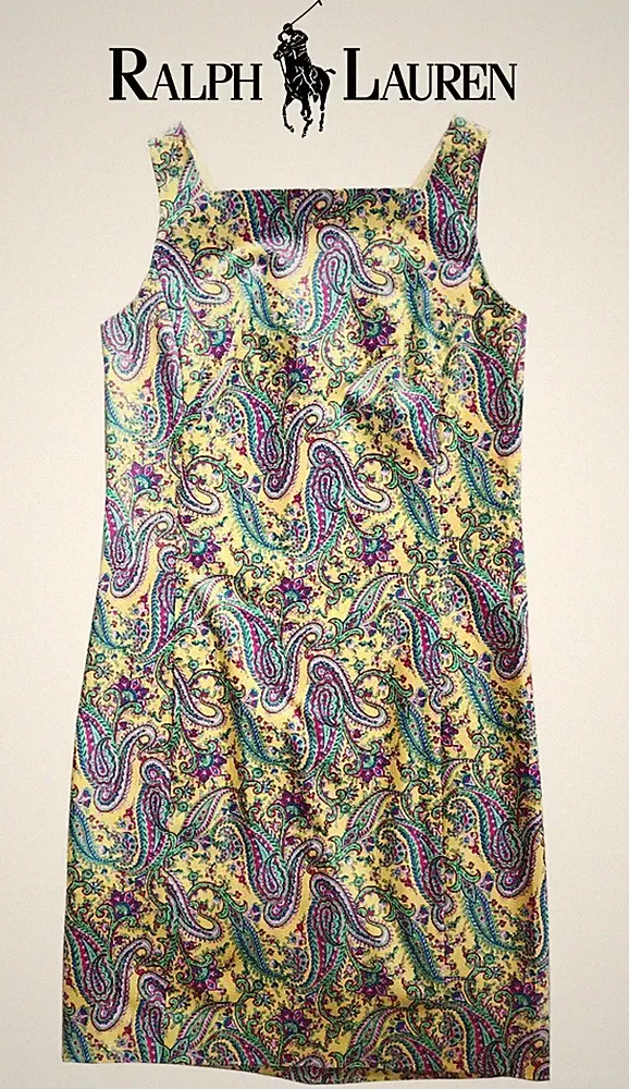 RALPH LAUREN Paisley Etuikleid Kleid Midikleid Gr. 4 / 34 - 36 Sommerkleid