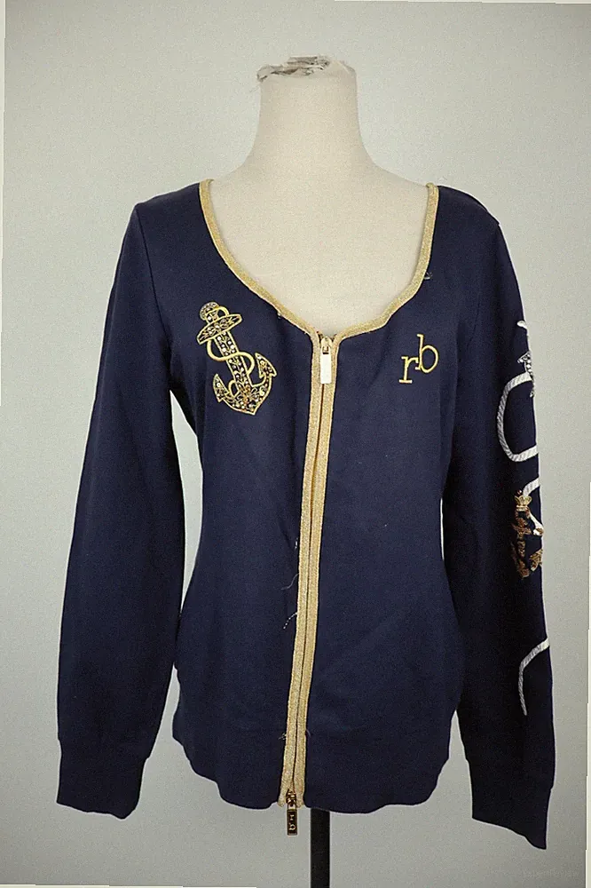 RB ROCCOBAROCCO SWEATSHIRT SHIRT ZIP DAMEN GR 50 WOMAN CASUAL VINTAGE SWEATSHIRT