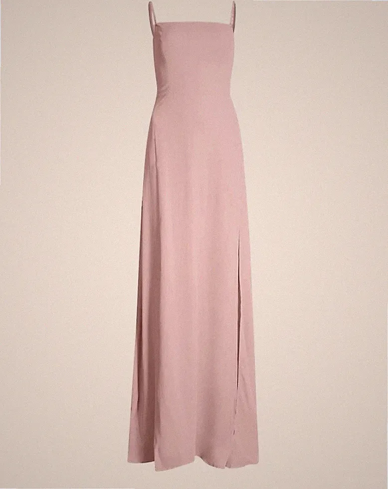 REFORMATION Trägerloses Ingrid Kleid Nude Blush Maxi XS Neu mit Etikett Atemberaubend UVP 350€